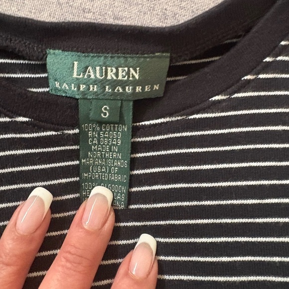 RALPH LAUREN FINE STRIPED T SHIRT NAVY RED LOGO SIZE S - Picture 2 of 4